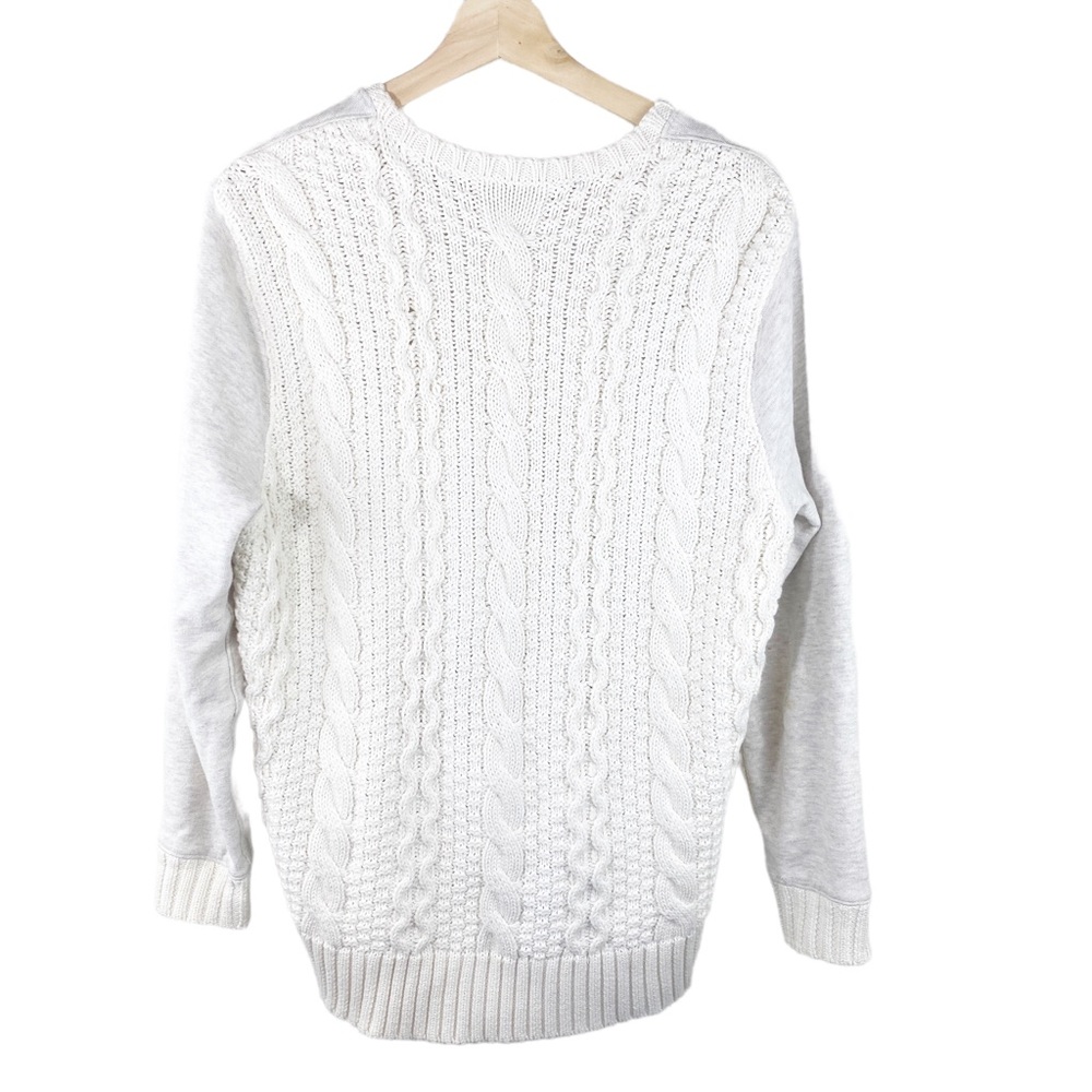 Athleta Mixed Media Sweater Cable Knit Back Sweatshirt Front - Picture 2 of 10